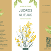 Judros aliejaus etiketė – šalto spaudimo, nefiltruotas, ūkininko ūkyje pagamintas aliejus su geltonų žiedų iliustracija.